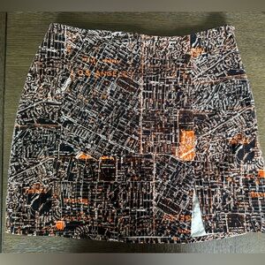 Black and Orange Los Angeles Map Print Skirt